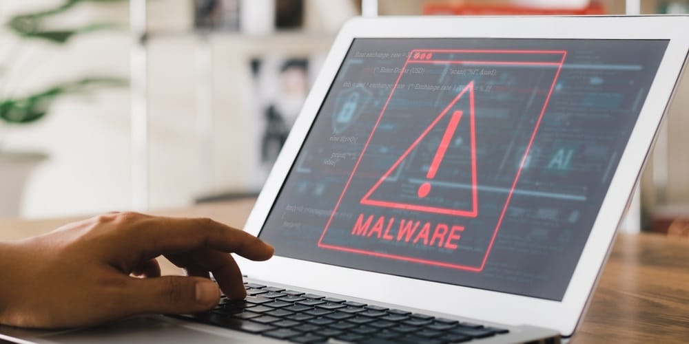 laptop showing malware and virus screen