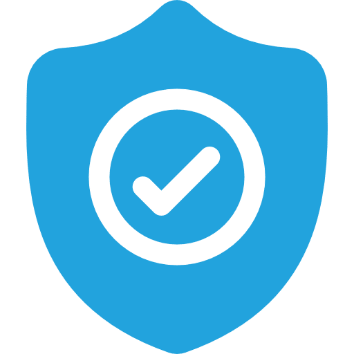 Shield in blue with a check mark