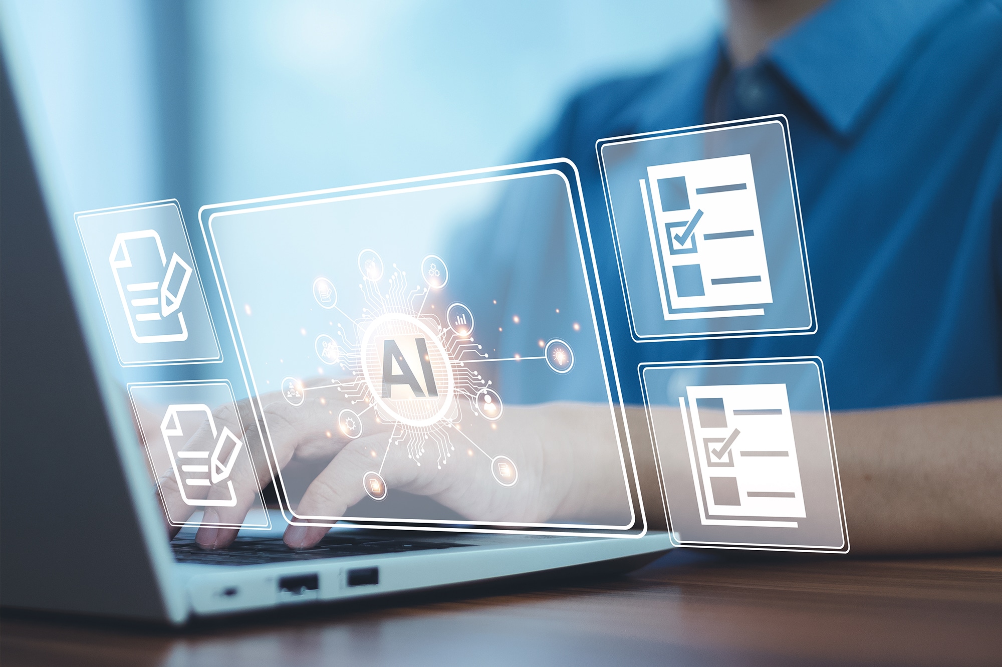 Woman using AI document management