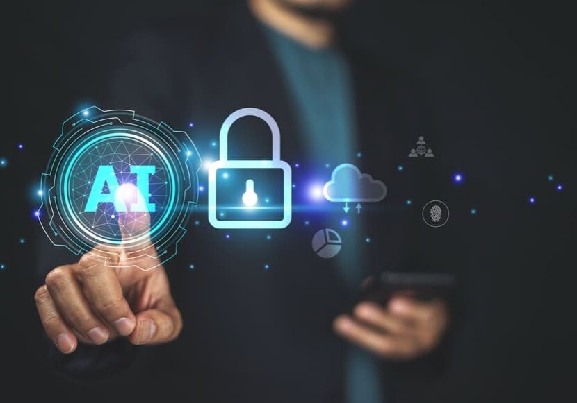Businessman,Using,Ai,Technology,For,Cybersecurity,Enhances,Threat,Detection,And Businessman using AI technology for cybersecurity