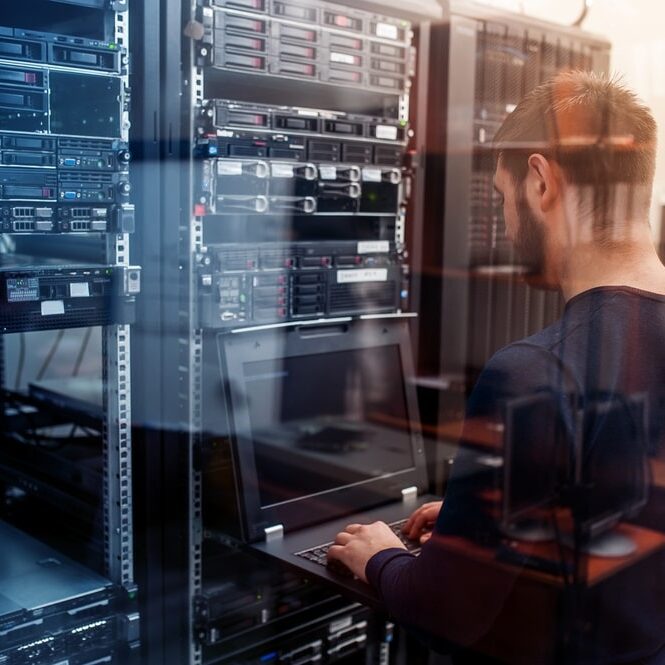 working on network server room