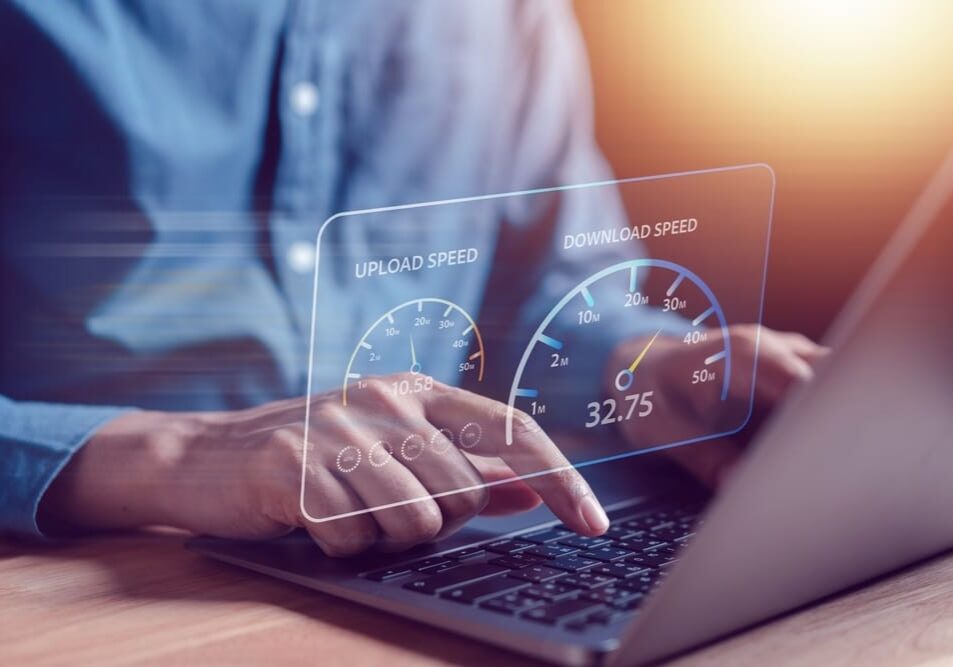 internet connection with speedtest bandwidth network technology