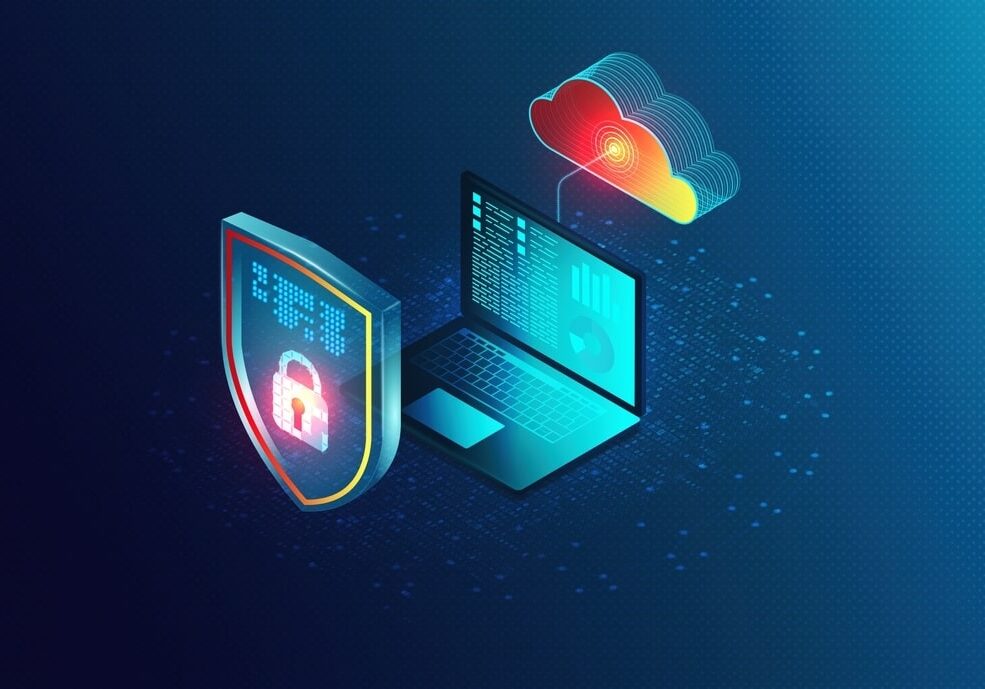 Endpoint Security Solutions Concept with Virtual Shield