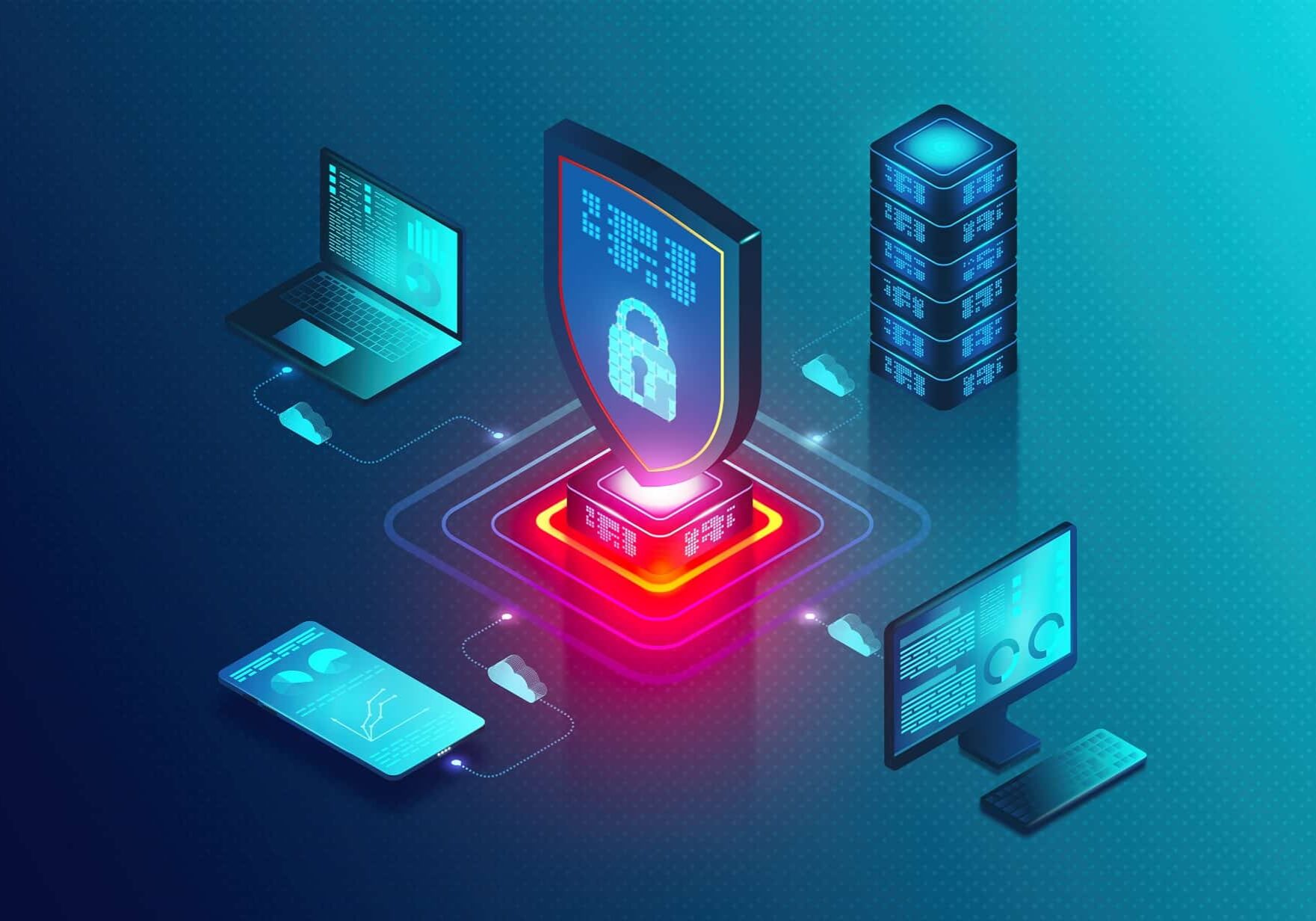 Endpoint Protection Concept - Multiple Devices Secured Within a Network Endpoint Protection Concept - Multiple Devices Secured Within a Network