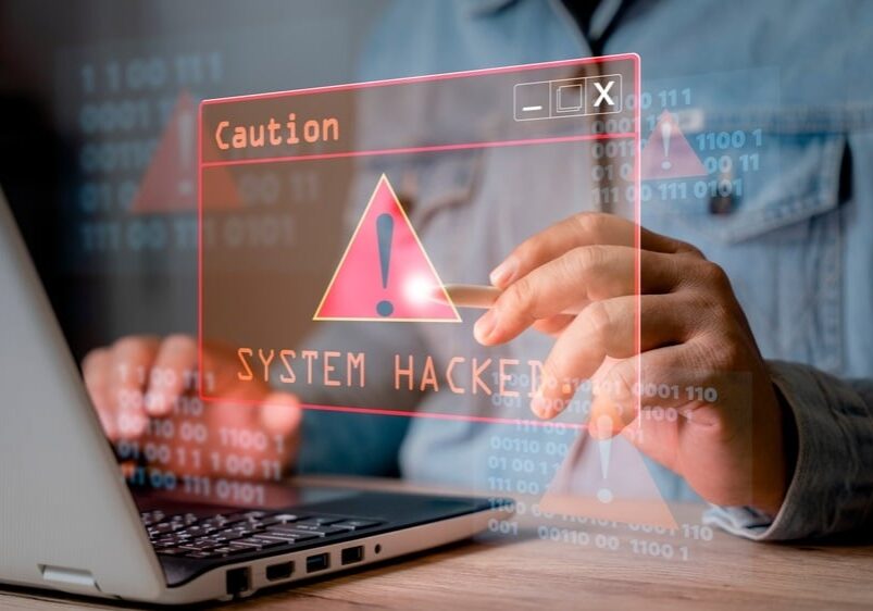 System hacked alert after cyber attack on computer network System hacked alert after cyber attack on computer network