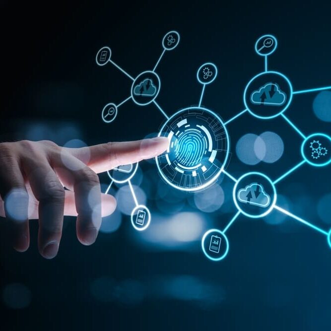 Technology,Fingerprint,Scan,Provides,Security.,Digital,Transformation,Change,Management,new,Technology IT services provider
