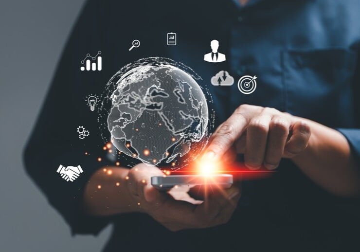 Business global internet connection application technology and digital marketing