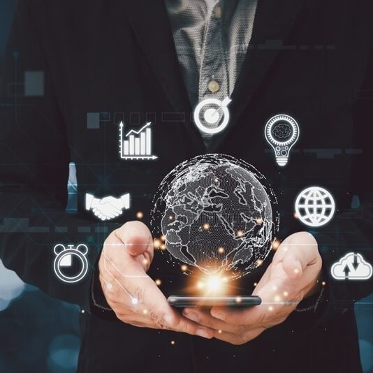 Business global internet connection application technology and digital marketing