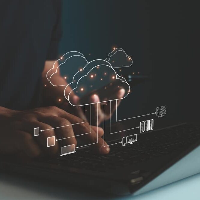 Cloud,Computing,Technology,Concept.,Businessman,Shows,Cloud,Storage,Network,Technology Cloud computing technology