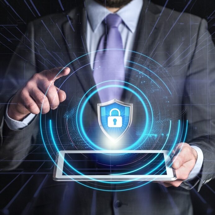 Business,Technology,Security,Scanning,,Businessman,Hold,Lock Business technology security scanning, businessman hold lock